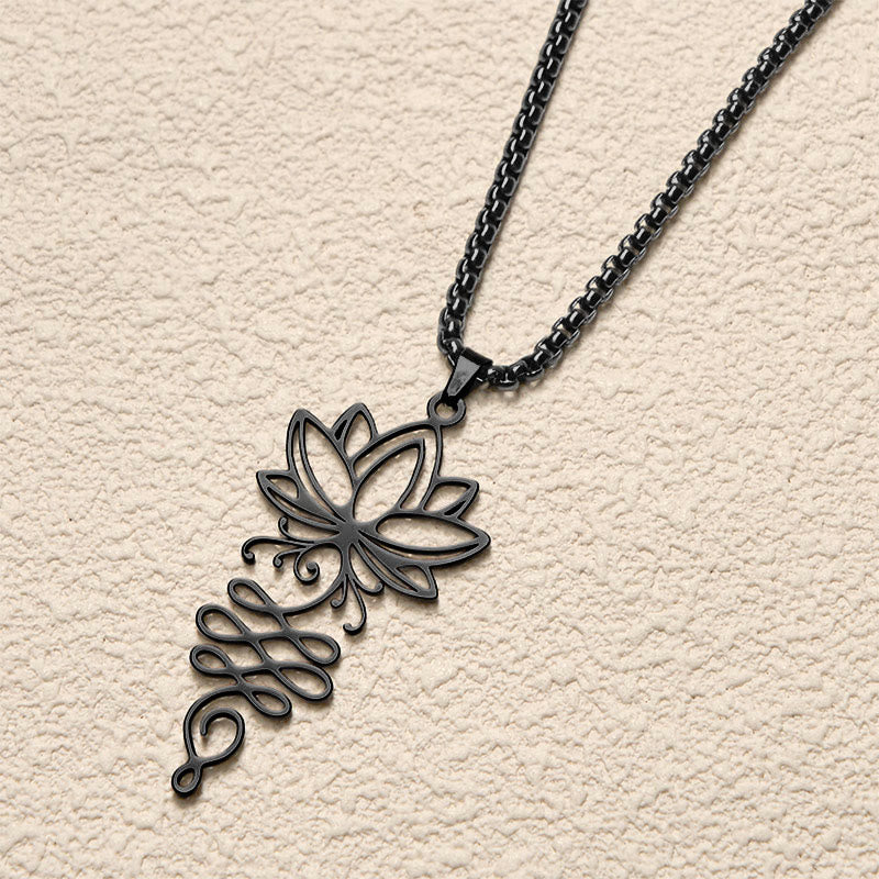 Collana con ciondolo dell'illuminazione in acciaio inossidabile con Buddha Stones viticci di loto, simbolo dei chakra - image 11