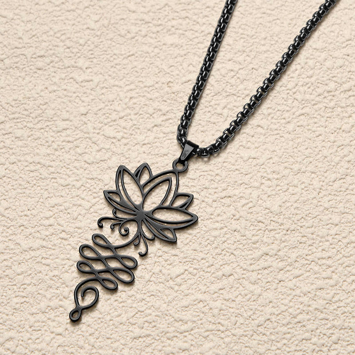 Collana con ciondolo dell'illuminazione in acciaio inossidabile con Buddha Stones viticci di loto, simbolo dei chakra - image 11