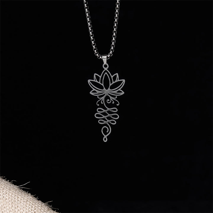 Collana con ciondolo dell'illuminazione in acciaio inossidabile con Buddha Stones viticci di loto, simbolo dei chakra - image 10