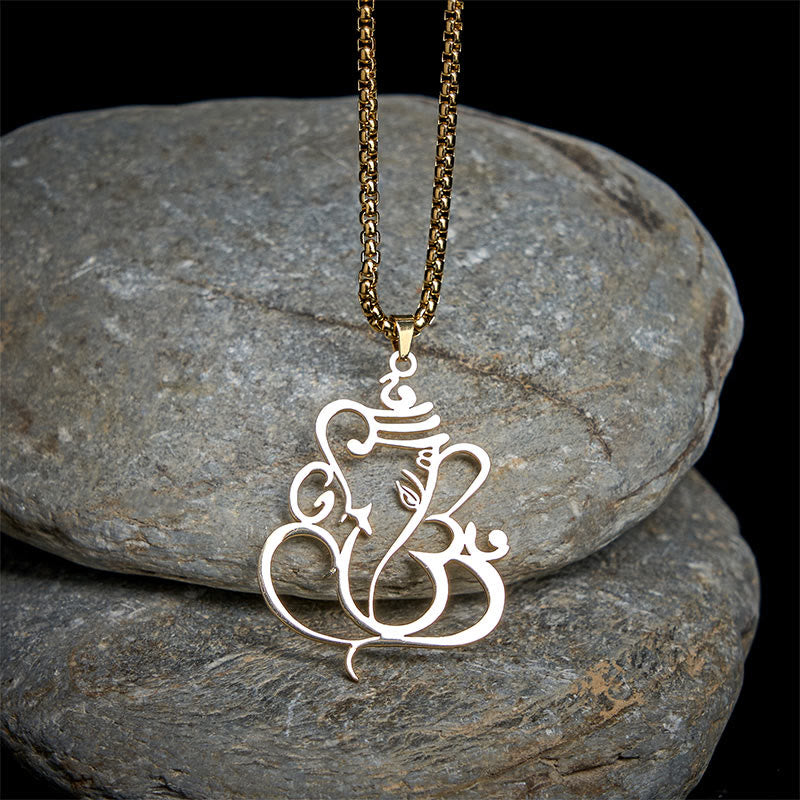 Collana con ciondolo di protezione in acciaio inossidabile Buddha Stones e elefante Ganesh - image 1