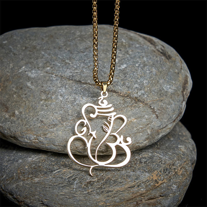 Collana con ciondolo di protezione in acciaio inossidabile Buddha Stones e elefante Ganesh - image 1