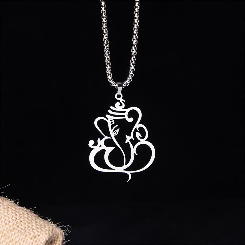 Collana con ciondolo di protezione in acciaio inossidabile Buddha Stones e elefante Ganesh - Argento - image 7