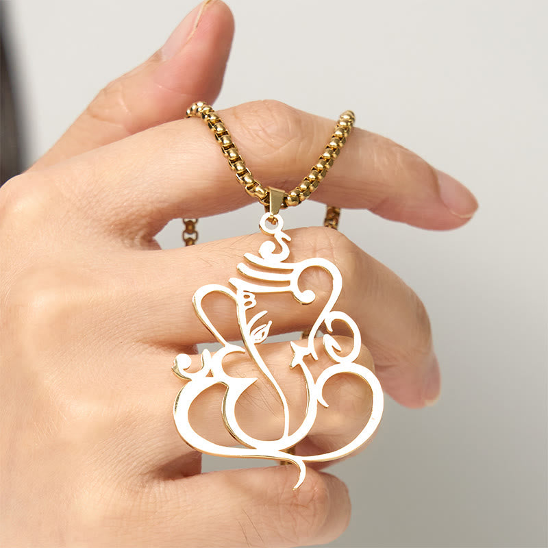 Collana con ciondolo di protezione in acciaio inossidabile Buddha Stones e elefante Ganesh - image 4