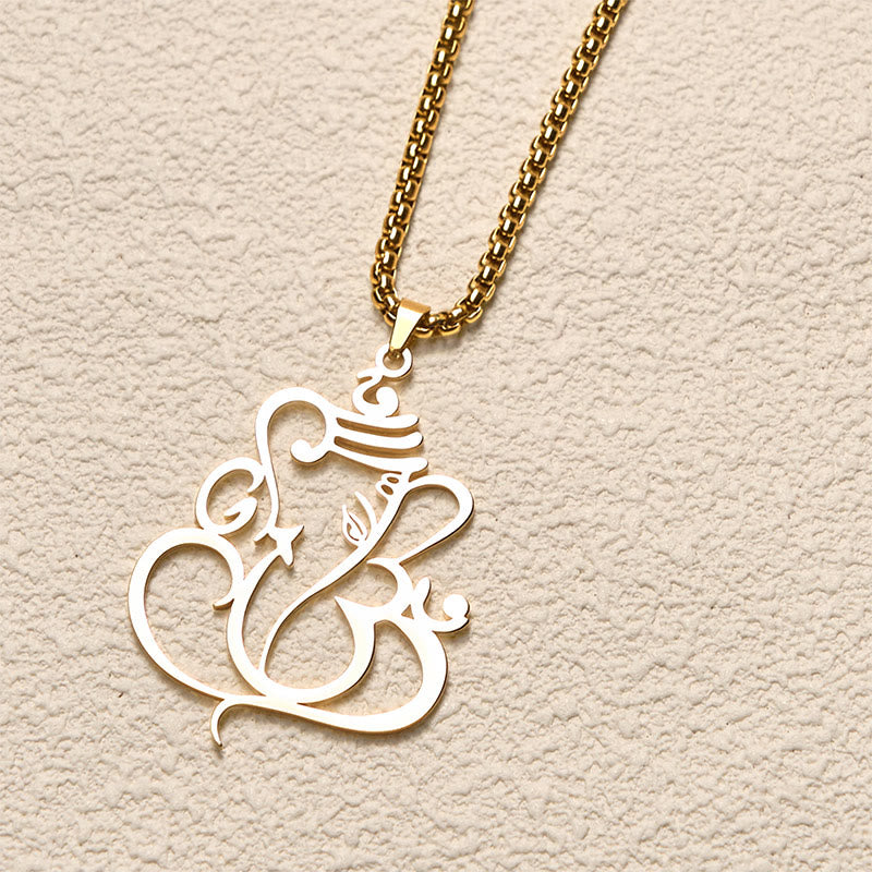 Collana con ciondolo di protezione in acciaio inossidabile Buddha Stones e elefante Ganesh - image 3