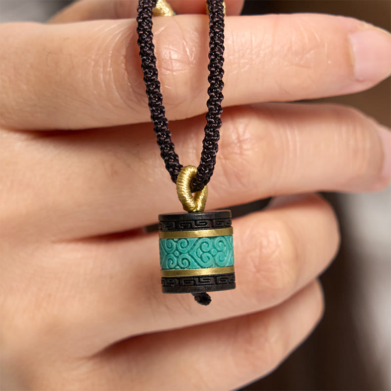 Collana con ciondolo della pace in legno di ebano e turchese Buddha Stones - Legno di ebano - image 0
