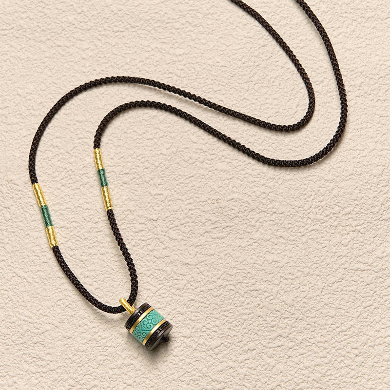 Collana con ciondolo della pace in legno di ebano e turchese Buddha Stones - image 4