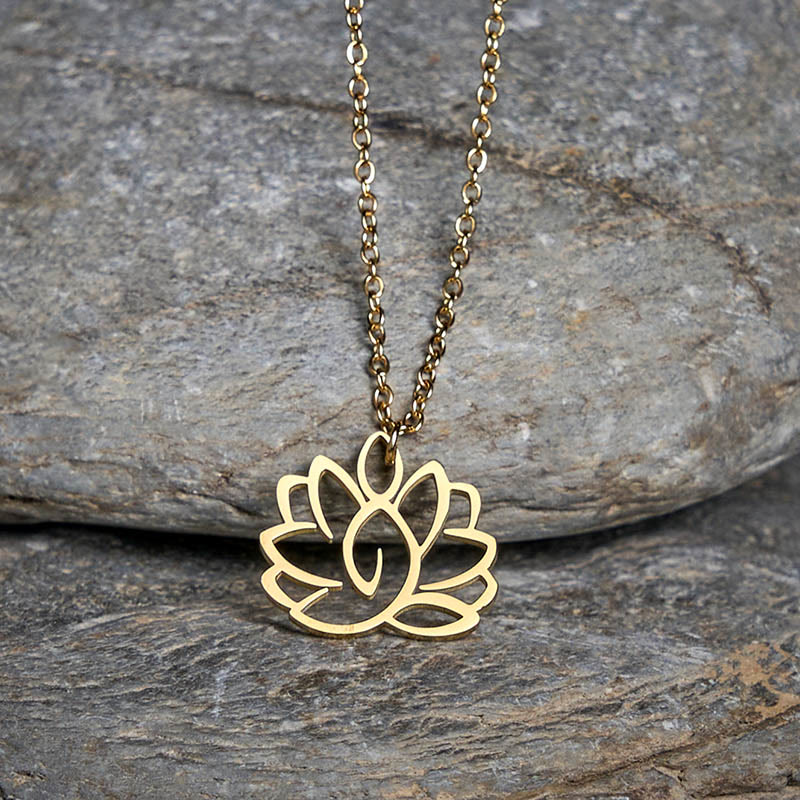 Collana con ciondolo dell'illuminazione in acciaio inossidabile con design a forma di loto cavo Buddha Stones - image 8