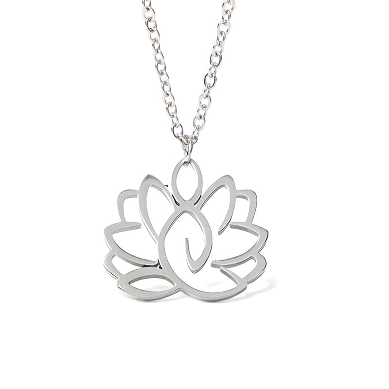 Collana con ciondolo dell'illuminazione in acciaio inossidabile con design a forma di loto cavo Buddha Stones - image 5