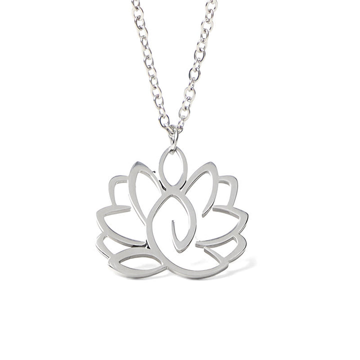 Collana con ciondolo dell'illuminazione in acciaio inossidabile con design a forma di loto cavo Buddha Stones - image 5