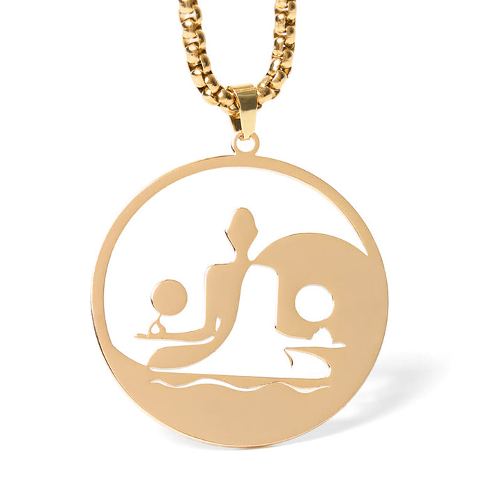 Collana con ciondolo in acciaio inossidabile con figura Buddha Stones di Buddha, design cavo - Oro - image 9
