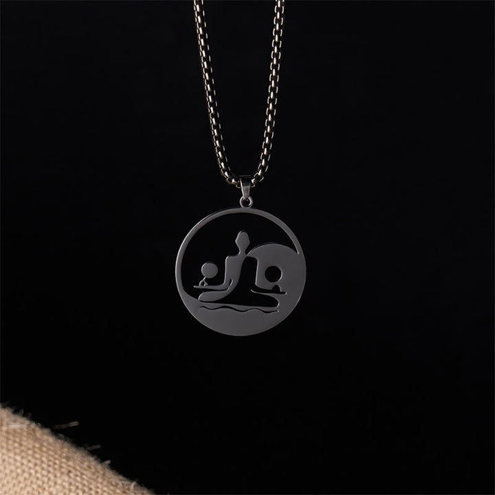 Collana con ciondolo in acciaio inossidabile con figura Buddha Stones di Buddha, design cavo - image 2