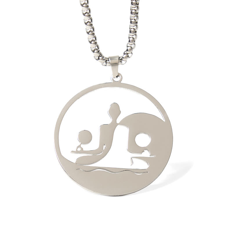 Collana con ciondolo in acciaio inossidabile con figura Buddha Stones di Buddha, design cavo - Argento - image 16