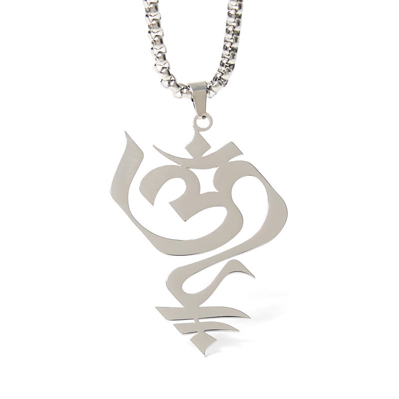 Collana con ciondolo in acciaio inossidabile con simbolo OM vintage Buddha Stones - image 12