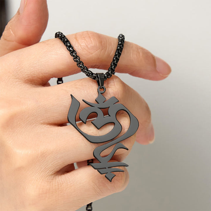 Collana con ciondolo in acciaio inossidabile con simbolo OM vintage Buddha Stones - image 17
