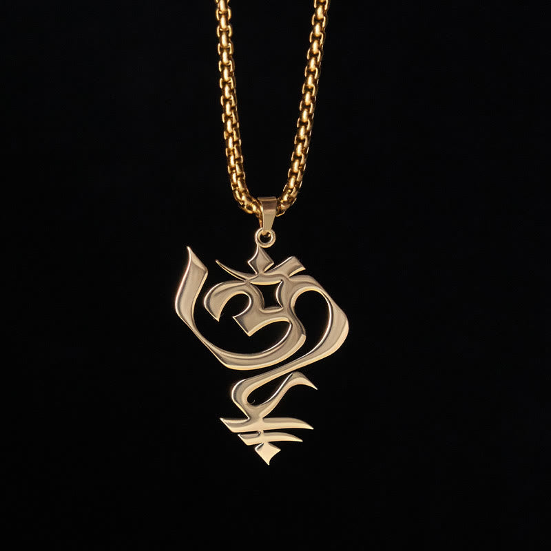 Collana con ciondolo in acciaio inossidabile con simbolo OM vintage Buddha Stones - image 1