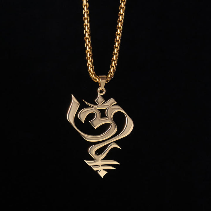 Collana con ciondolo in acciaio inossidabile con simbolo OM vintage Buddha Stones - image 1