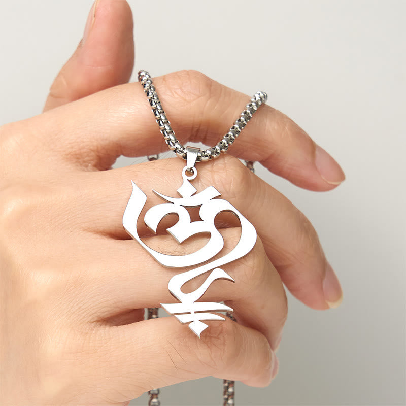Collana con ciondolo in acciaio inossidabile con simbolo OM vintage Buddha Stones - image 11