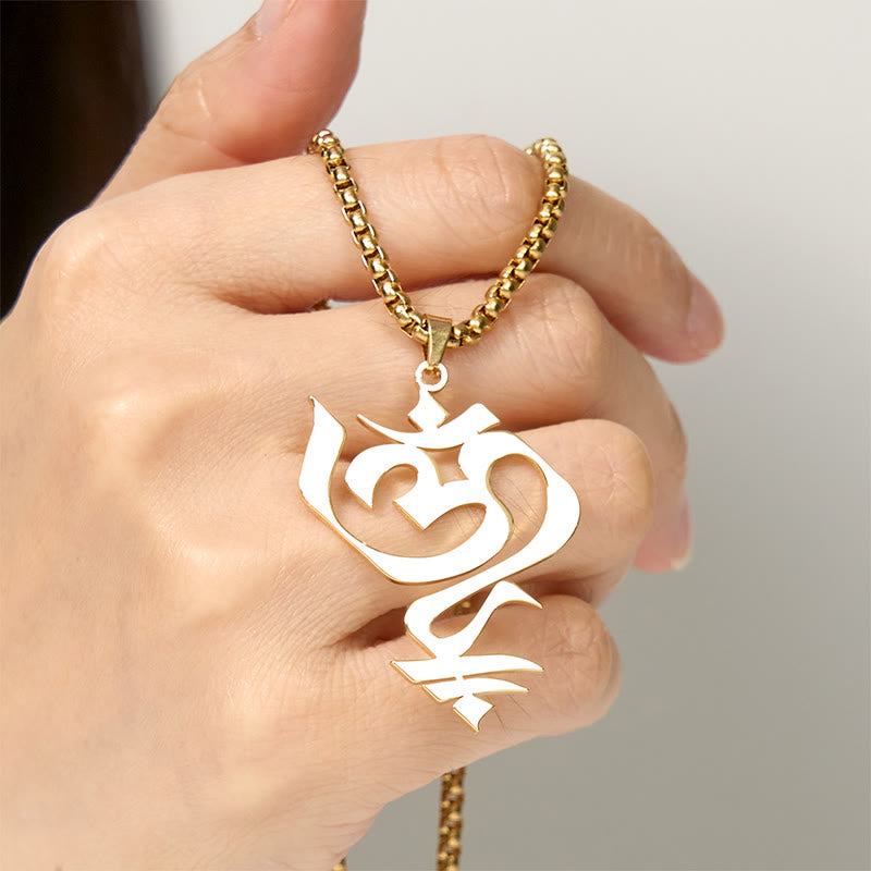Collana con ciondolo in acciaio inossidabile con simbolo OM vintage Buddha Stones - image 4