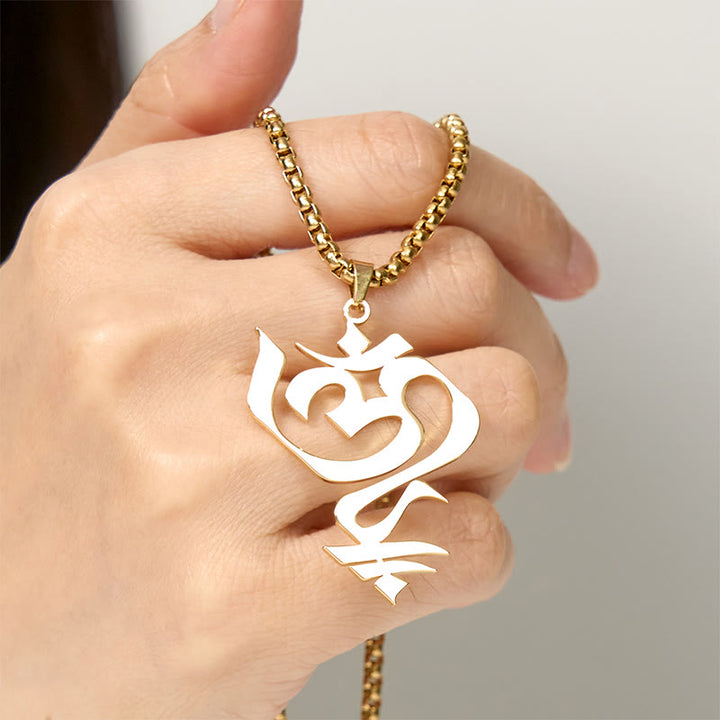 Collana con ciondolo in acciaio inossidabile con simbolo OM vintage Buddha Stones - image 4