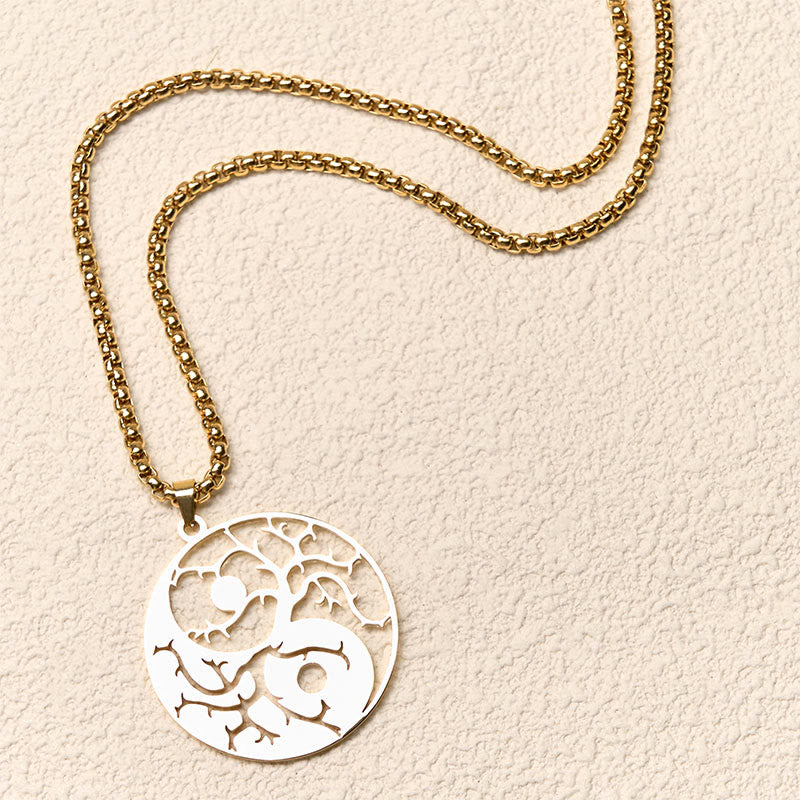Collana con ciondolo in acciaio inossidabile con rami Buddha Stones e design Yin Yang cavo - image 17