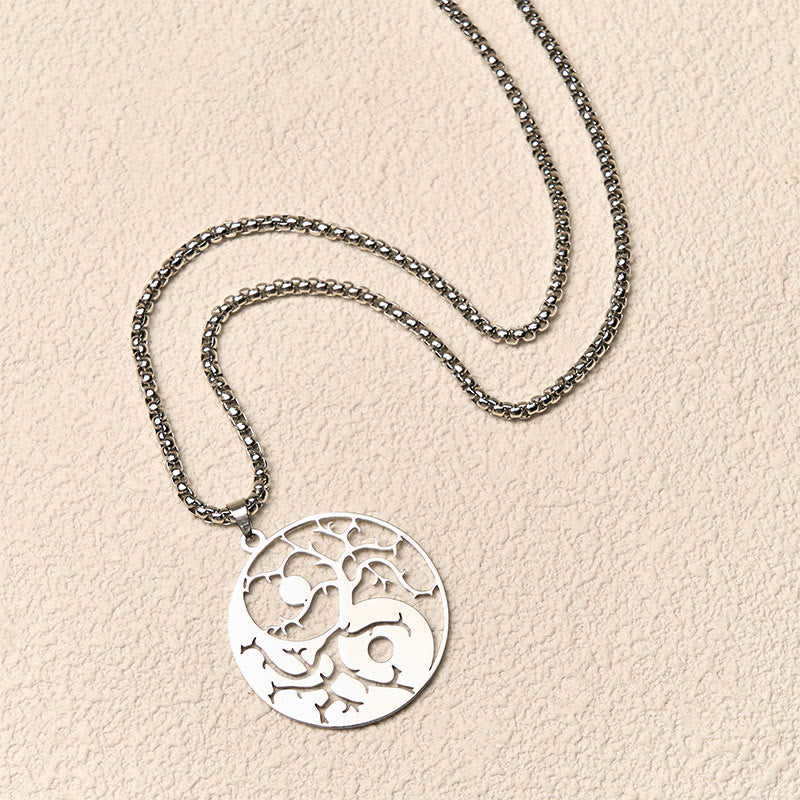 Collana con ciondolo in acciaio inossidabile con rami Buddha Stones e design Yin Yang cavo - image 11