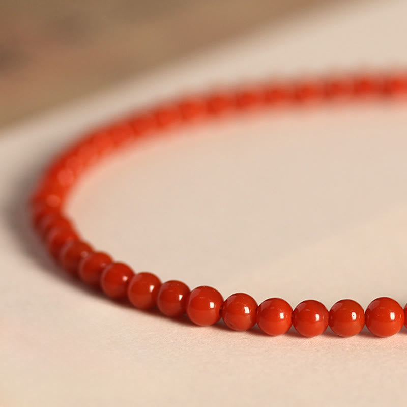 Braccialetto positivo con perline ultrasottili in agata rossa naturale del sud da 3 mm Buddha Stones - image 8