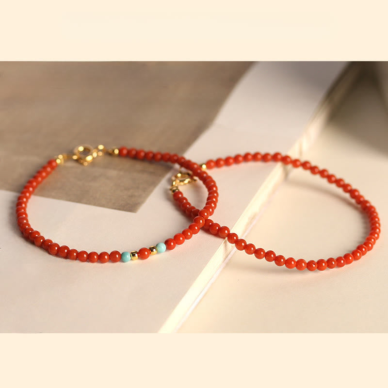 Braccialetto positivo con perline ultrasottili in agata rossa naturale del sud da 3 mm Buddha Stones - image 9
