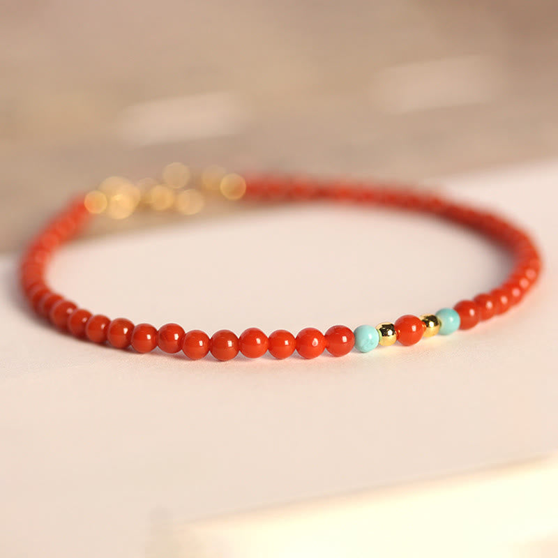 Braccialetto positivo con perline ultrasottili in agata rossa naturale del sud da 3 mm Buddha Stones - image 2