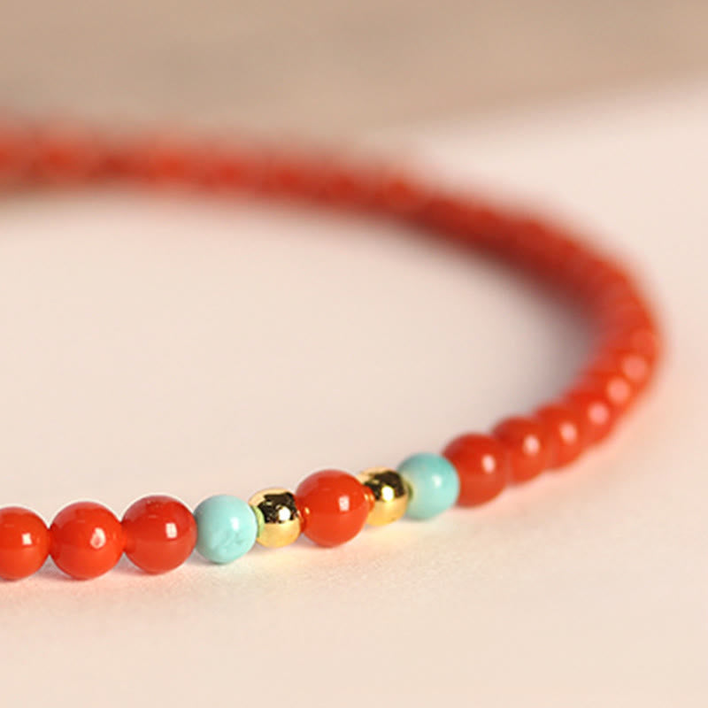 Braccialetto positivo con perline ultrasottili in agata rossa naturale del sud da 3 mm Buddha Stones - image 3