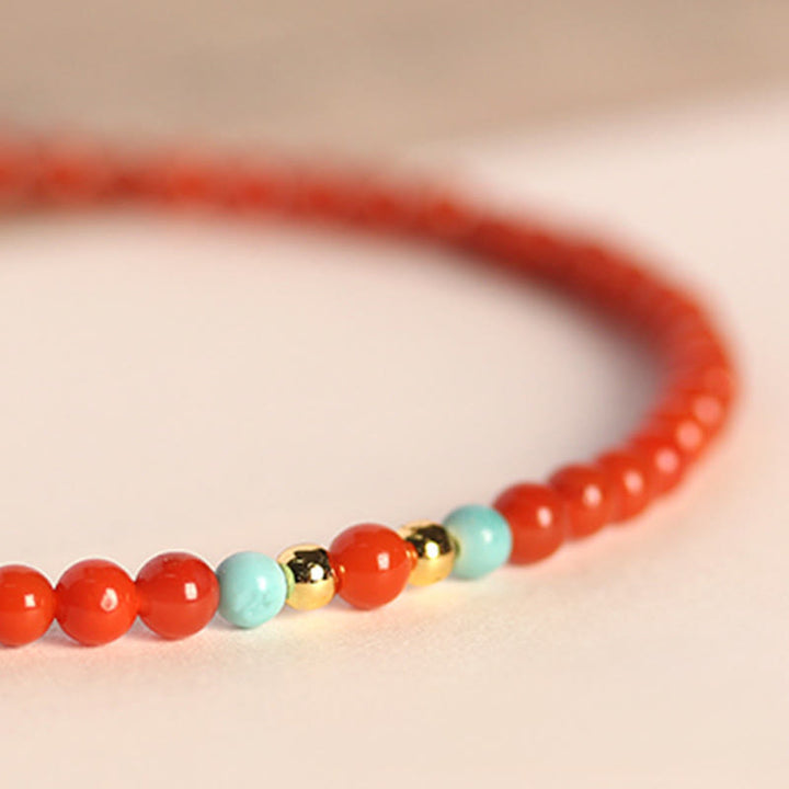Braccialetto positivo con perline ultrasottili in agata rossa naturale del sud da 3 mm Buddha Stones - image 3