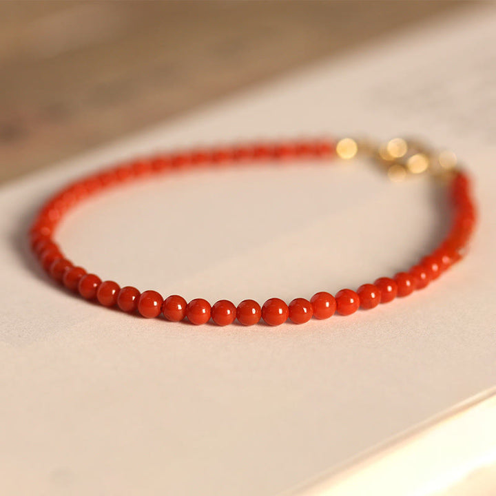 Braccialetto positivo con perline ultrasottili in agata rossa naturale del sud da 3 mm Buddha Stones - image 7