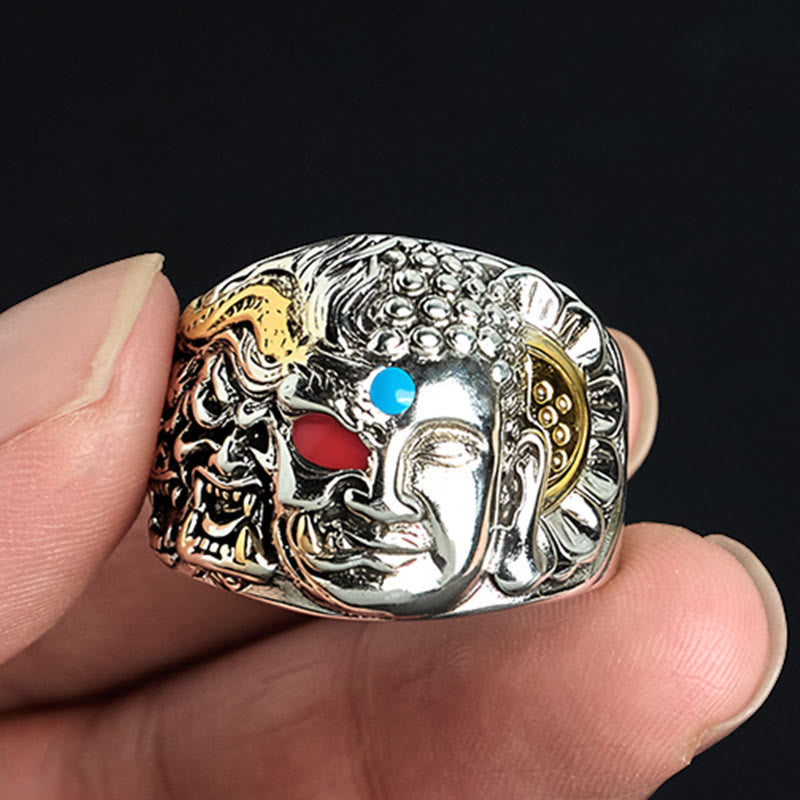 Anello regolabile Buddha Stones Half Demon Half Buddha Lotus Copper Serenity - image 1