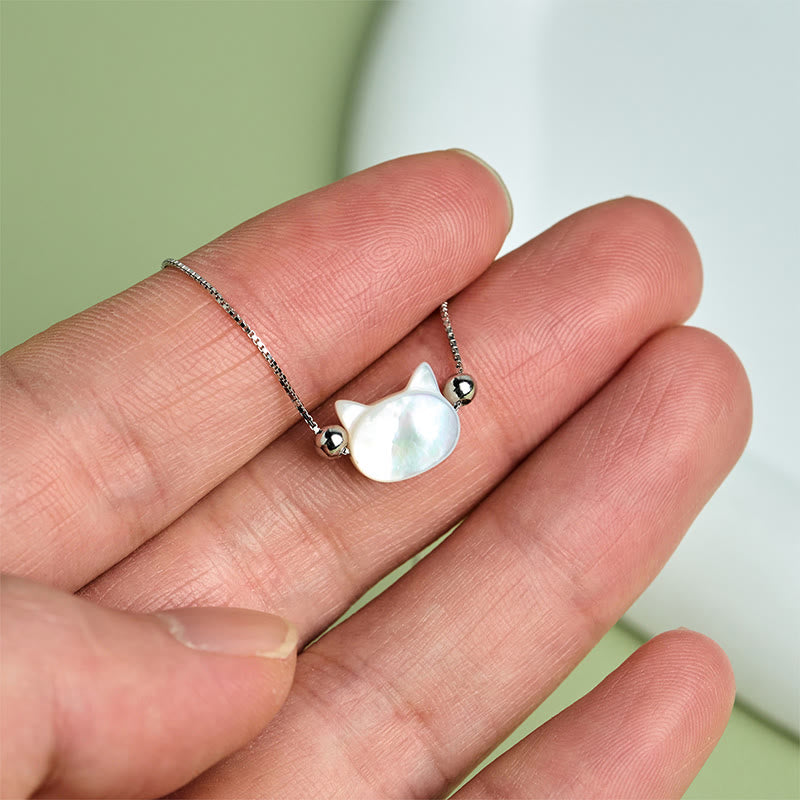 Buddha Stones Bracciale a catena con testa di gatto in argento sterling 925 con pietra tridacna - image 11