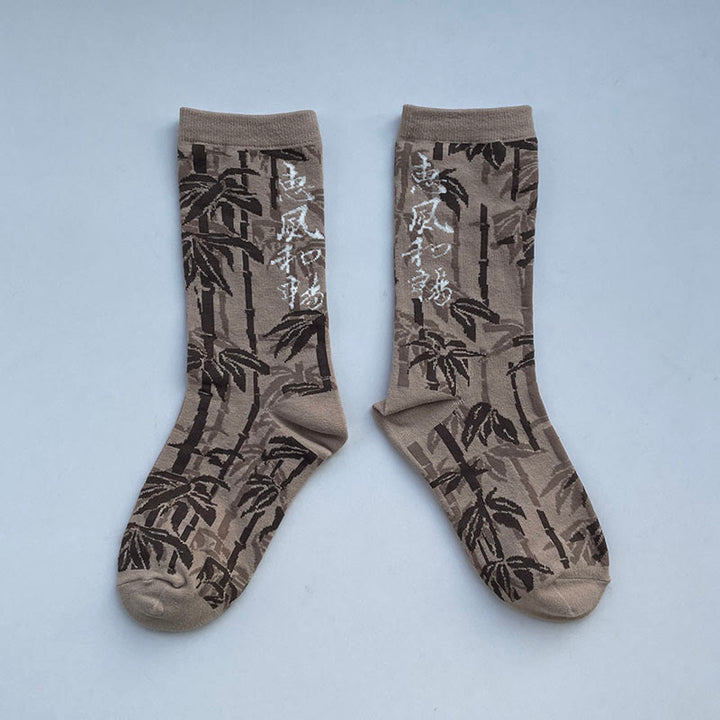 Calzini da donna in cotone micro con motivo floreale e calligrafia cinese Buddha Stones - Verga d'oro pallida - Taglia unica (adatta alla maggior parte delle taglie: US 5.5-8.5, EU 36-40, UK/AU 3.5-6.5, AISA 23-25 ​​cm) - image 8