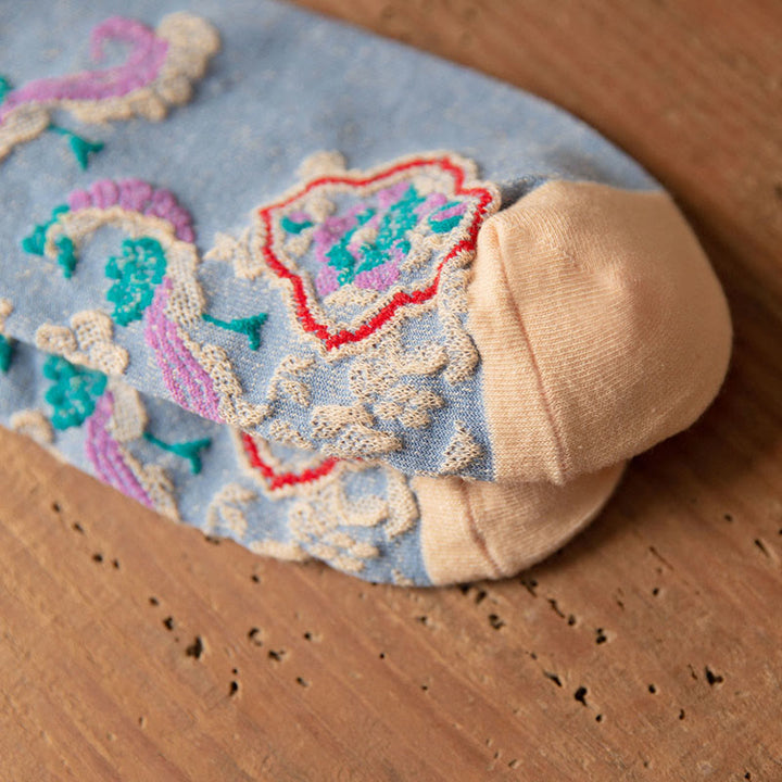 Calzini da donna in cotone micro con motivo floreale in rilievo retrò Buddha Stones - image 20
