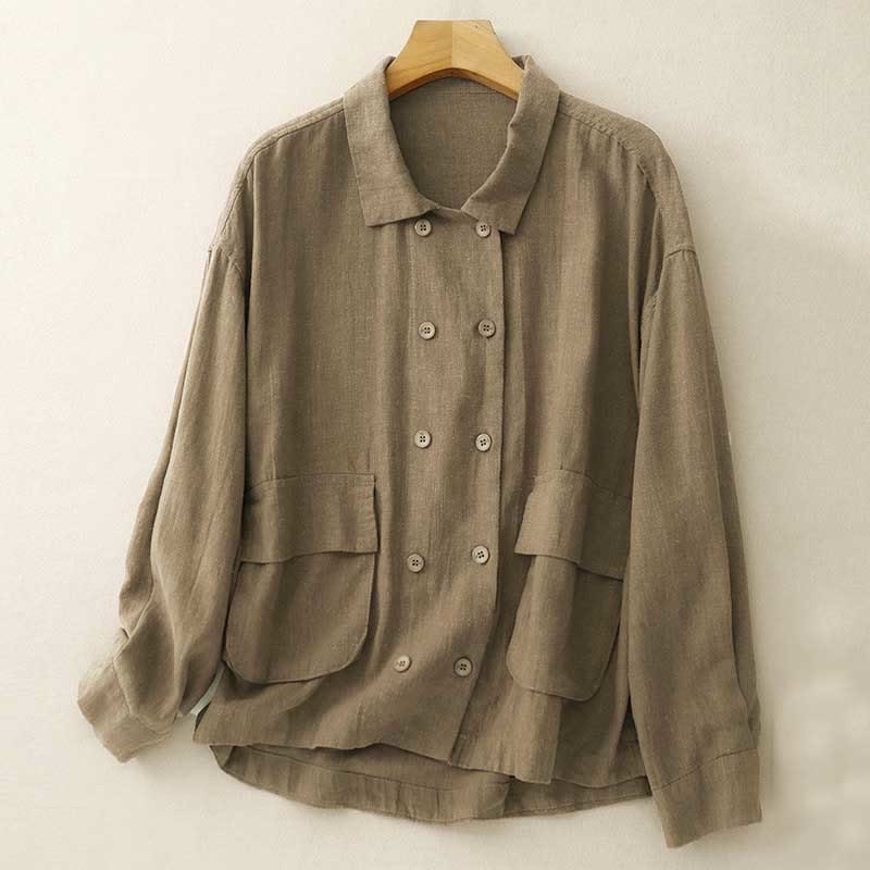 Giacca da donna in cotone a maniche lunghe con tasche e design doppiopetto Buddha Stones - Perù - US14, UK/AU18, EU46 (2XL) - image 1