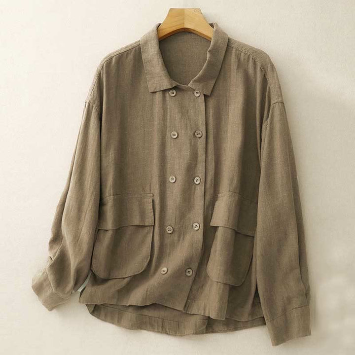 Giacca da donna in cotone a maniche lunghe con tasche e design doppiopetto Buddha Stones - Perù - US14, UK/AU18, EU46 (2XL) - image 1