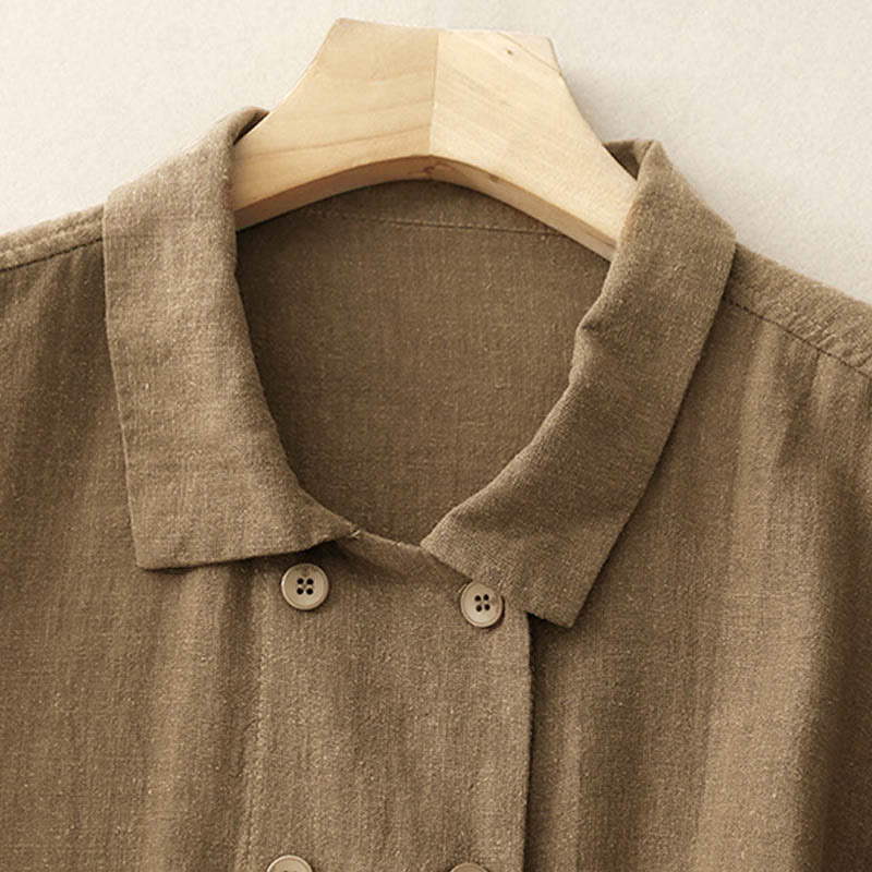 Giacca da donna in cotone a maniche lunghe con tasche e design doppiopetto Buddha Stones - image 4