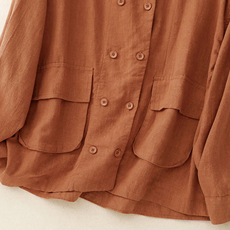 Giacca da donna in cotone a maniche lunghe con tasche e design doppiopetto Buddha Stones - image 10