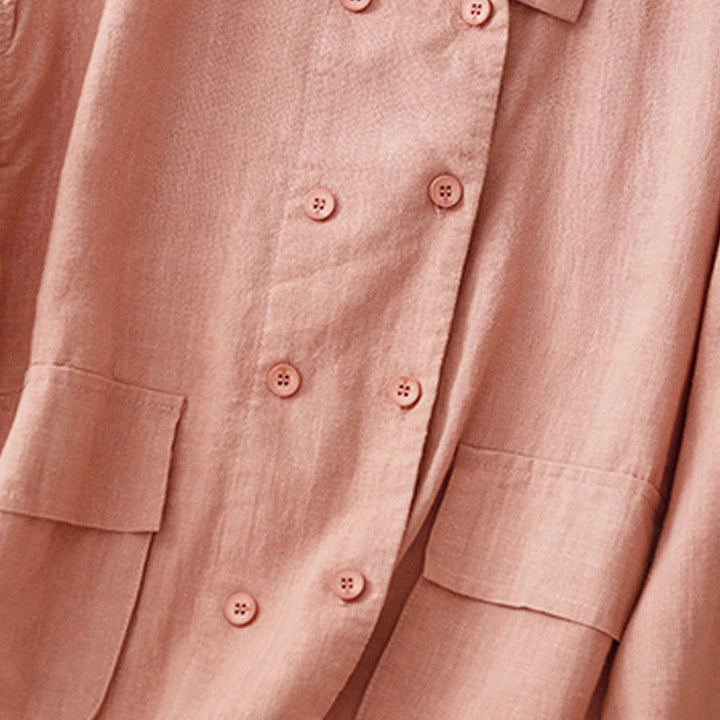 Giacca da donna in cotone a maniche lunghe con tasche e design doppiopetto Buddha Stones - image 20