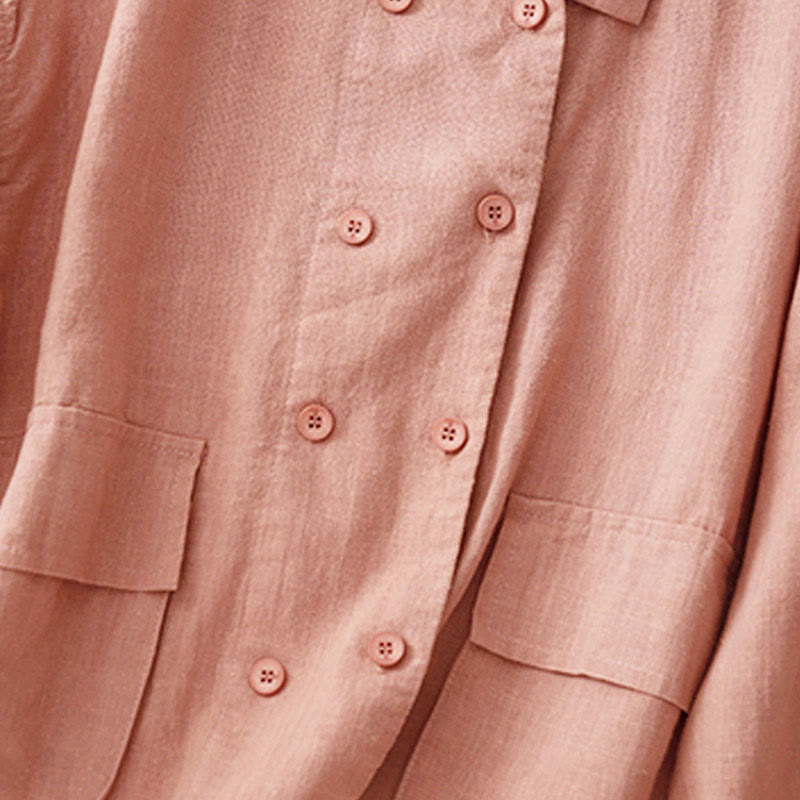 Giacca da donna in cotone a maniche lunghe con tasche e design doppiopetto Buddha Stones - image 20