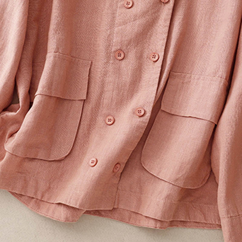 Giacca da donna in cotone a maniche lunghe con tasche e design doppiopetto Buddha Stones - image 19