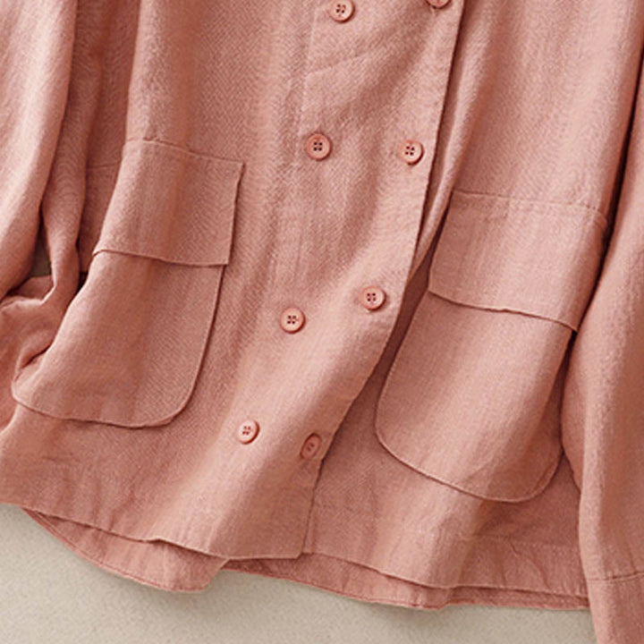 Giacca da donna in cotone a maniche lunghe con tasche e design doppiopetto Buddha Stones - image 19