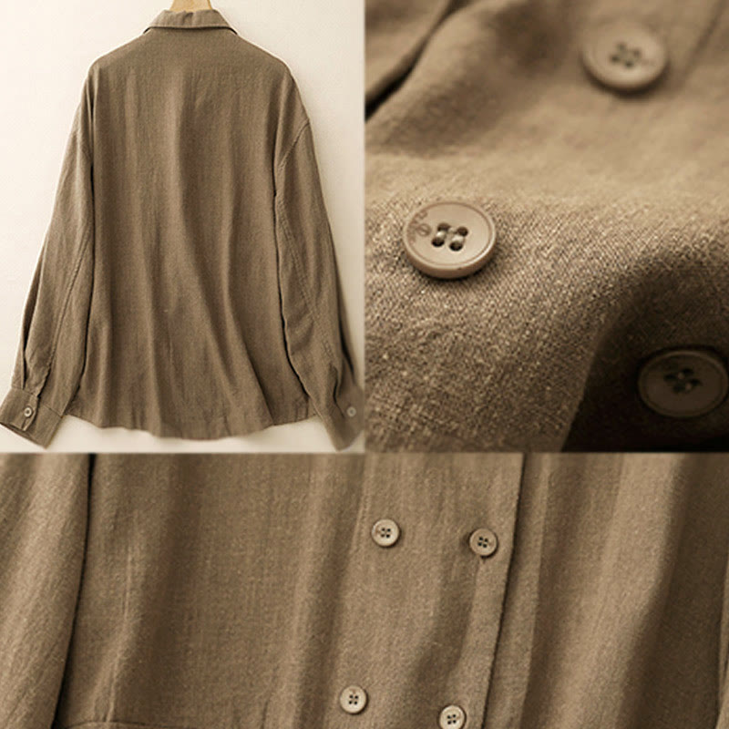 Giacca da donna in cotone a maniche lunghe con tasche e design doppiopetto Buddha Stones - image 2