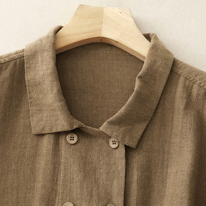 Giacca da donna in cotone a maniche lunghe con tasche e design doppiopetto Buddha Stones - image 4