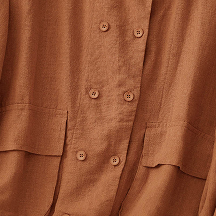 Giacca da donna in cotone a maniche lunghe con tasche e design doppiopetto Buddha Stones - image 9