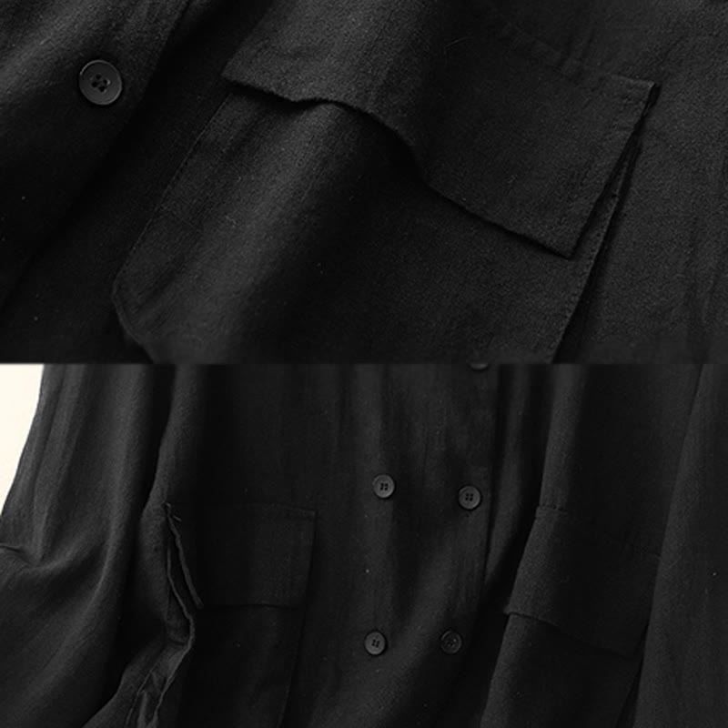 Giacca da donna in cotone a maniche lunghe con tasche e design doppiopetto Buddha Stones - image 15