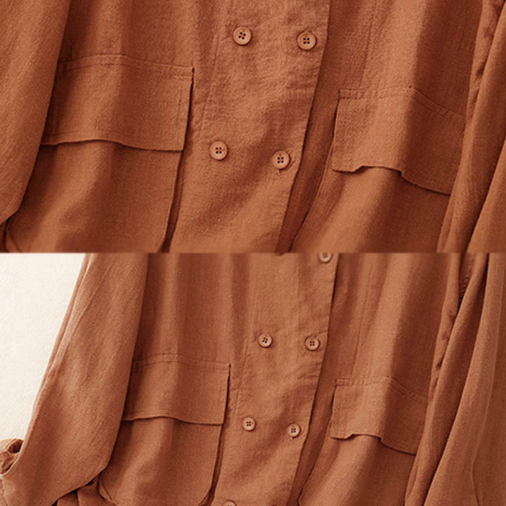 Giacca da donna in cotone a maniche lunghe con tasche e design doppiopetto Buddha Stones - image 11