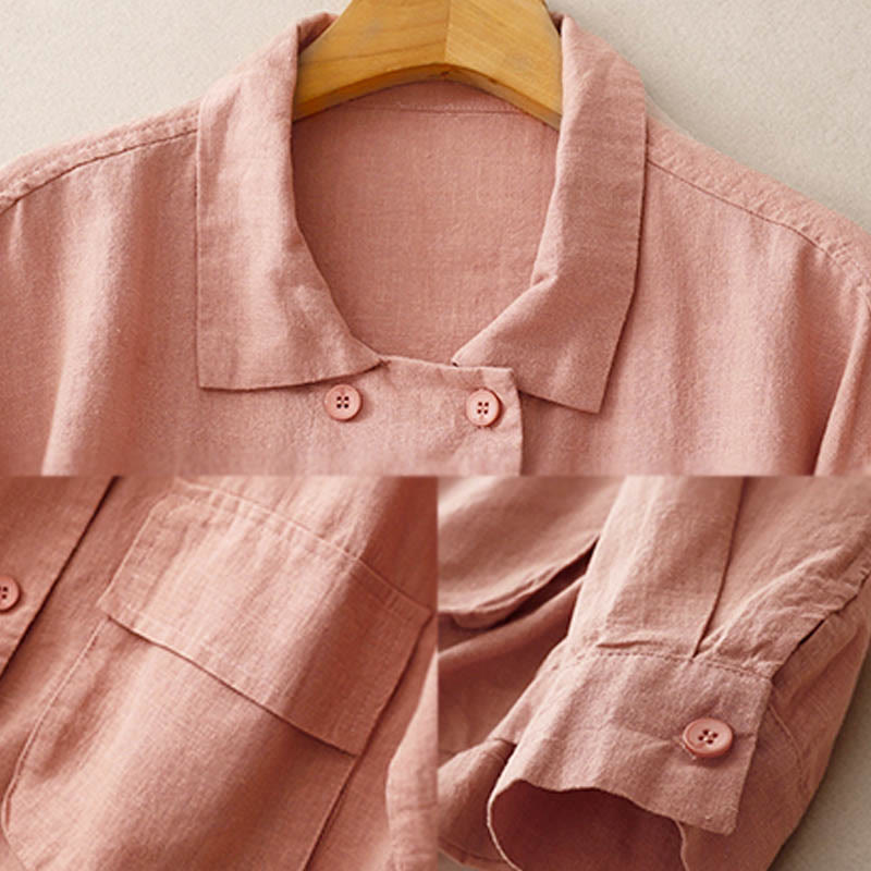 Giacca da donna in cotone a maniche lunghe con tasche e design doppiopetto Buddha Stones - image 21