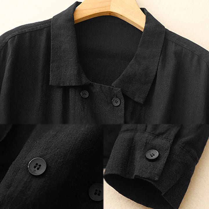 Giacca da donna in cotone a maniche lunghe con tasche e design doppiopetto Buddha Stones - image 13